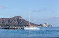 Boat docked by Diamond Head Waikiki Hawaii Royalty Free Stock Photo