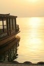 Boat docked on lake Royalty Free Stock Photo