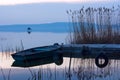 The boat docked on the lake Balaton Royalty Free Stock Photo