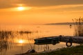 The boat docked on the lake Balaton Royalty Free Stock Photo