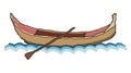 Doodle styled Boat and row on waters of Venice