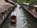 Boat Drive in Small Canel Ladmayom Floating Market Bangkok Thailand Royalty Free Stock Photo