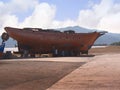 Boat in Dry Dock at Kalloni Lesvos Greece Royalty Free Stock Photo