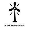 Boat Engine icon vector isolated on white background, logo concept of Boat Engine sign on transparent background, black filled Royalty Free Stock Photo