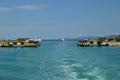 Boat Entering The Corinth Canal. Architecture, Travel, Landscape Royalty Free Stock Photo