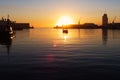 Boat entering harbor Royalty Free Stock Photo