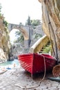 Boat at Fiordo di Furore beach. Furore Fjord Amalfi Coast Positano Naples Royalty Free Stock Photo