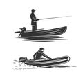 Boat fisherman illustration. Fresh seafood template design Royalty Free Stock Photo