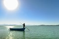 Boat fisherman in the lake