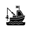 Boat fishing black glyph icon