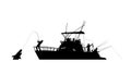 Boat fishing silhouette Royalty Free Stock Photo