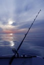 Boat fishing sunrise on mediterranean sea ocean Royalty Free Stock Photo