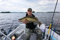 Boat fishing after walleye Royalty Free Stock Photo