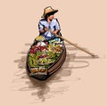 Boat in a floating market in Thailand Royalty Free Stock Photo