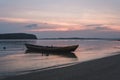 A boat is floating on River Ganges at the time of