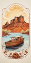 Boat On Water With Trees And Mountains - Poster Art