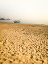 Boat in the foggy sea Royalty Free Stock Photo