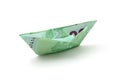 Boat folded of euro note