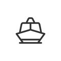 Boat front view vector outline style icon