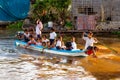Students on a full boat return home after school, Cambodia Royalty Free Stock Photo