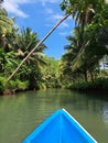 The boat goes along the Cokel River, Pacitan Royalty Free Stock Photo