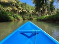 The boat goes along the Cokel River, Pacitan Royalty Free Stock Photo