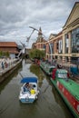 Boat going through River Witham in Lincoln Royalty Free Stock Photo