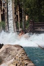 Boat going touch down at Menhir Express attraction at Park Asterix, Ile de France, France