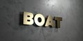 Boat - Gold sign mounted on glossy marble wall - 3D rendered royalty free stock illustration