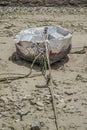 Boat on ground during tide Royalty Free Stock Photo