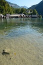 Boat hangars at lake in Schonau am Konigssee, Germany