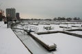 Boat Harbor on Lake Michigan with Snow and Ice Royalty Free Stock Photo