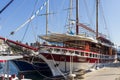 Boat in the harbor of Omis in Croatia.