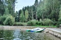 Boat house on the forest shore Royalty Free Stock Photo