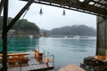 The boat house at Ine Boathouse is a traditional fishing village on a rainy day in Kyoto.