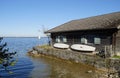 a boat house on island Fraueninsel on lake Chiemsee in Bavaria, Germany Royalty Free Stock Photo