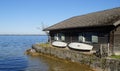 a boat house on island Fraueninsel on lake Chiemsee in Germany Royalty Free Stock Photo
