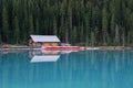 Boat house in lake louise Royalty Free Stock Photo