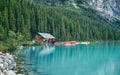 Boat House on Lake Louise, Banff, Alberta, Canada Royalty Free Stock Photo