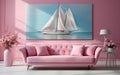 ToBoat House Wall Decor: Pink Sofa Anchored