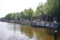 Boat houses in Amsterdam Royalty Free Stock Photo