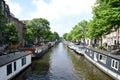 Boat houses in Amsterdam Royalty Free Stock Photo