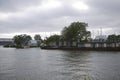 Boat houses in Amsterdam Noord Royalty Free Stock Photo