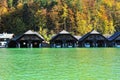 Boat houses on the lake Royalty Free Stock Photo