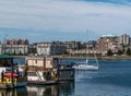 Boat houses and sailboat at Fisherman wharf