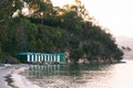 Boat huts at Coningham Beach, Huon Valley, Tasmania