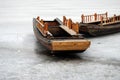 Boat on ice above