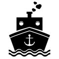 Boat icon illustration with love and smile.