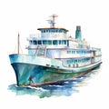 Lively Watercolor Ferry Clipart With Streamline Elegance