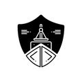 Black solid icon for Boat insurance, marine and transport Royalty Free Stock Photo